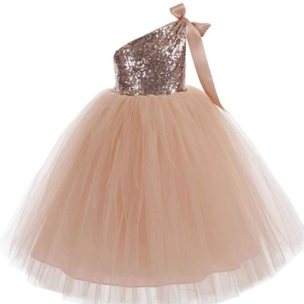 Chic Sequin Bodice Kids Dress with Tulle Skirt